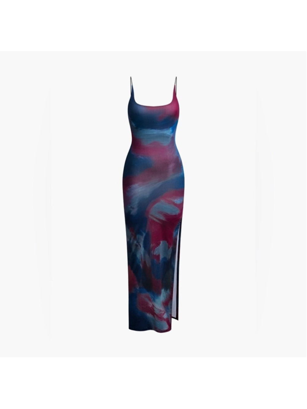 Micas Tie Dye Backless Slit Slip Midi Dress L 011-21